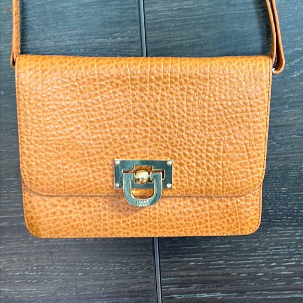 DKNY Camel Pebbled Leather Crossbody Bag